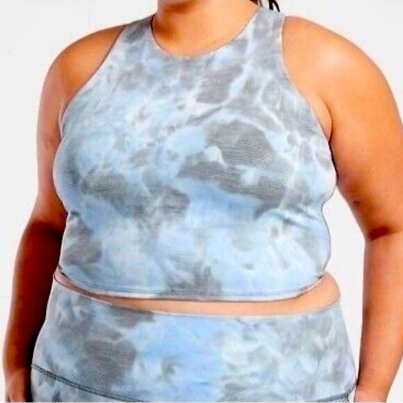 NWT Athleta Conscious Crop longline striped tie dye sports bra - Picture 1 of 9